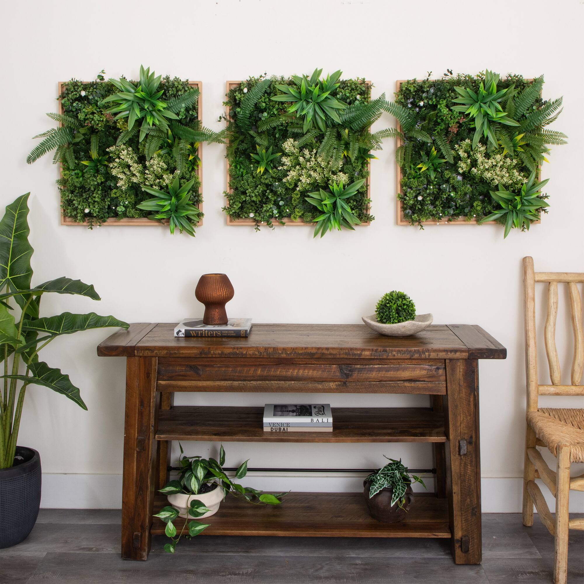 20" Framed Queensland Rainforest Artificial Living Wall Art Panel